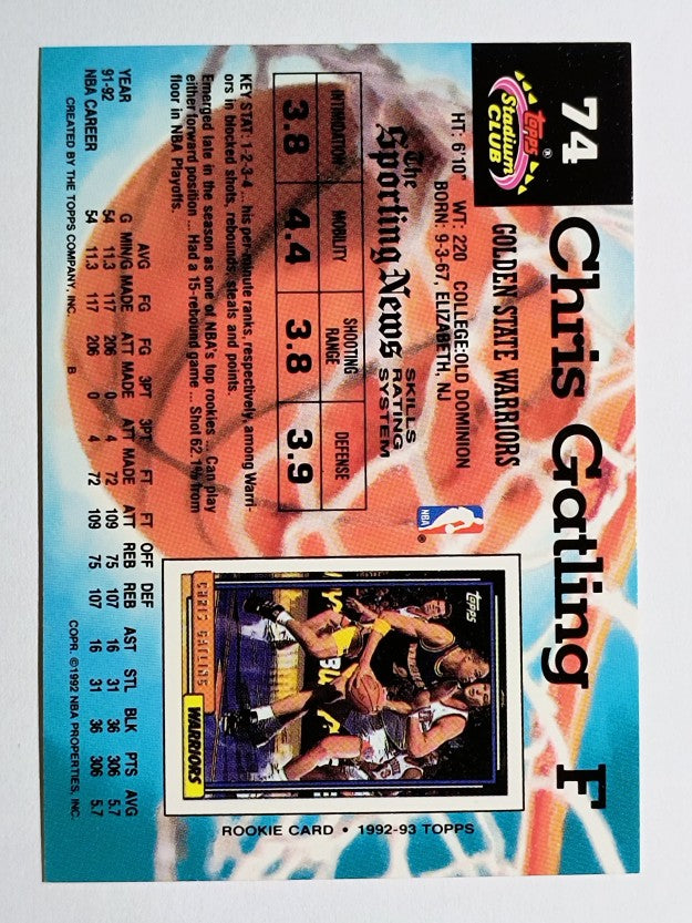 1992-93 Stadium Club #74 Chris Gatling