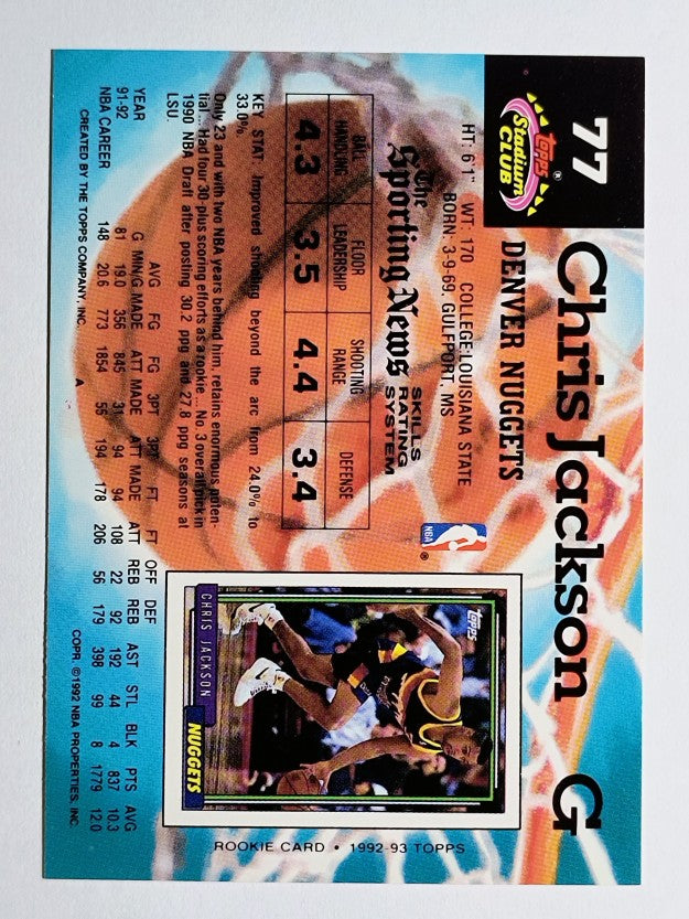 1992-93 Stadium Club #77 Chris Jackson