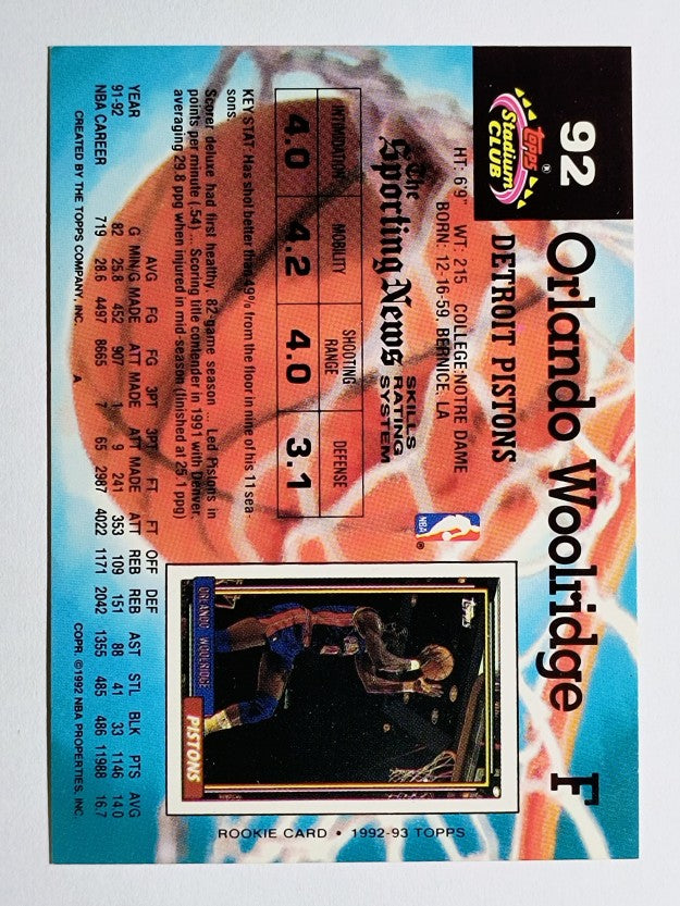 1992-93 Stadium Club #92 Orlando Woolridge
