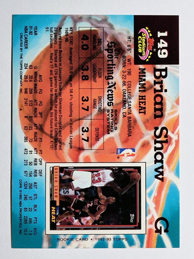 1992-93 Stadium Club #149 Brian Shaw