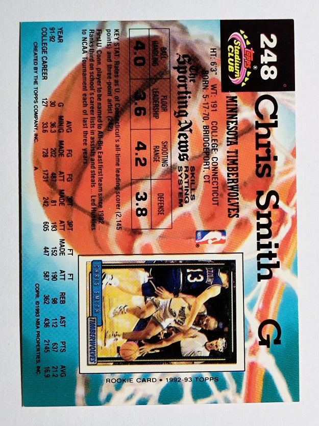 1992-93 Stadium Club #248 Chris Smith RC