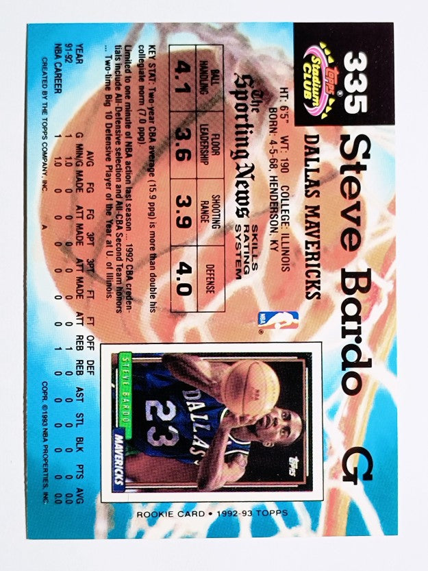 1992-93 Stadium Club #335 Steve Bardo RC