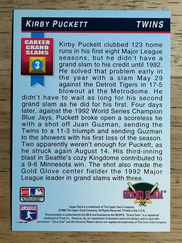 1993 Denny's Holograms #26 Kirby Puckett