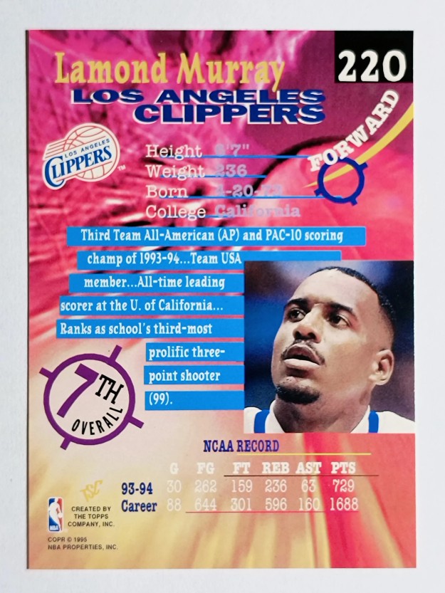 1994-95 Stadium Club #220 Lamond Murray RC