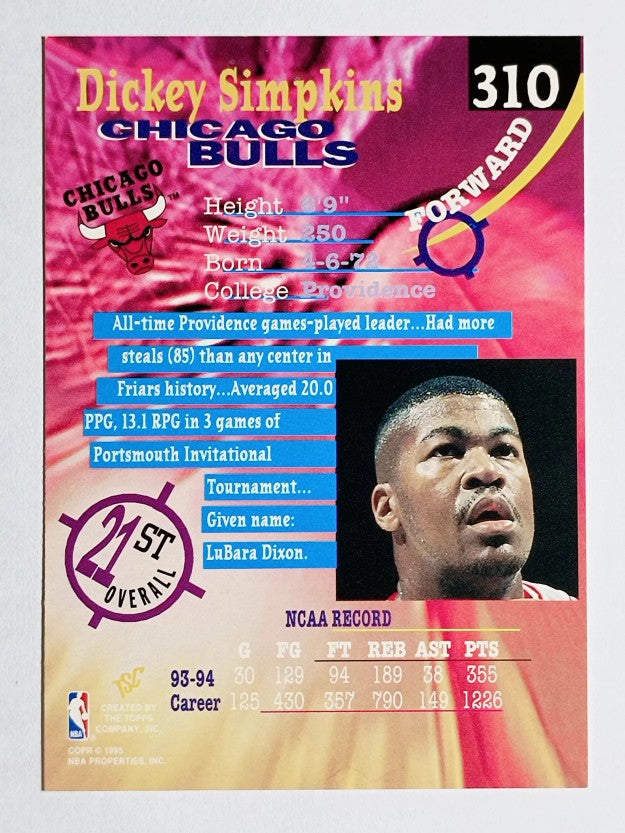 1994-95 Stadium Club #310 Dickey Simpkins RC