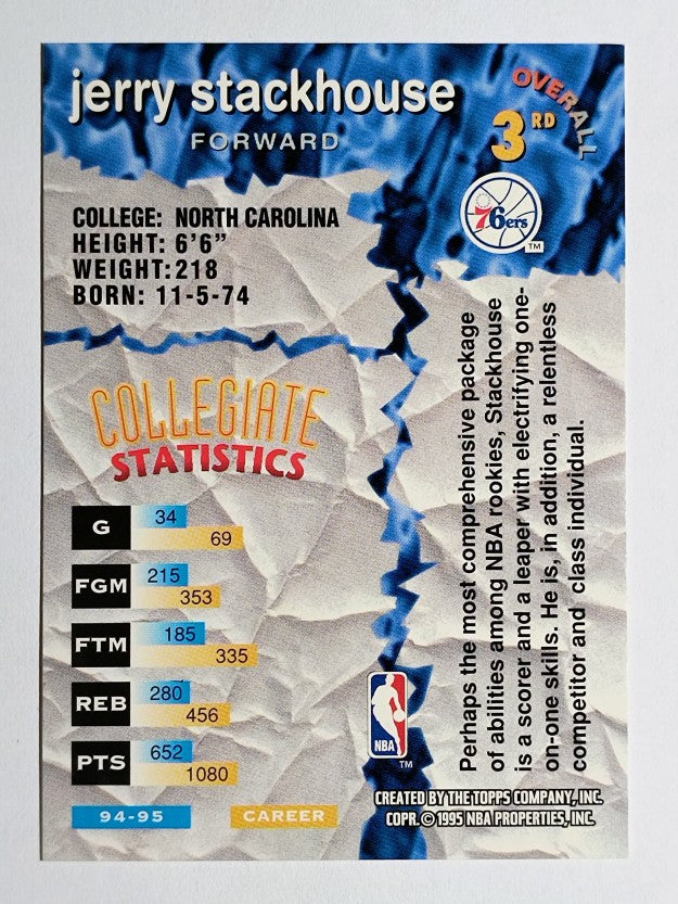 1995-96 Stadium Club Draft Picks #3 Jerry Stackhouse