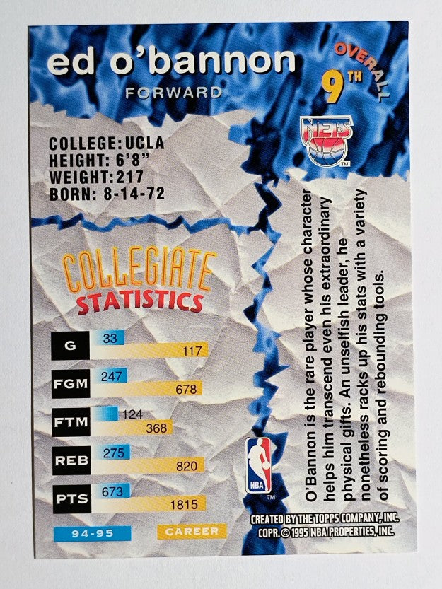 1995-96 Stadium Club Draft Picks #9 Ed O'Bannon