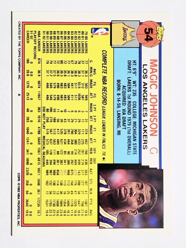 1992-93 Topps #54 Magic Johnson