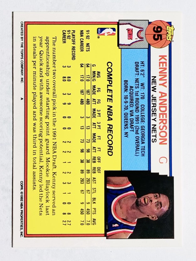1992-93 Topps #95 Kenny Anderson