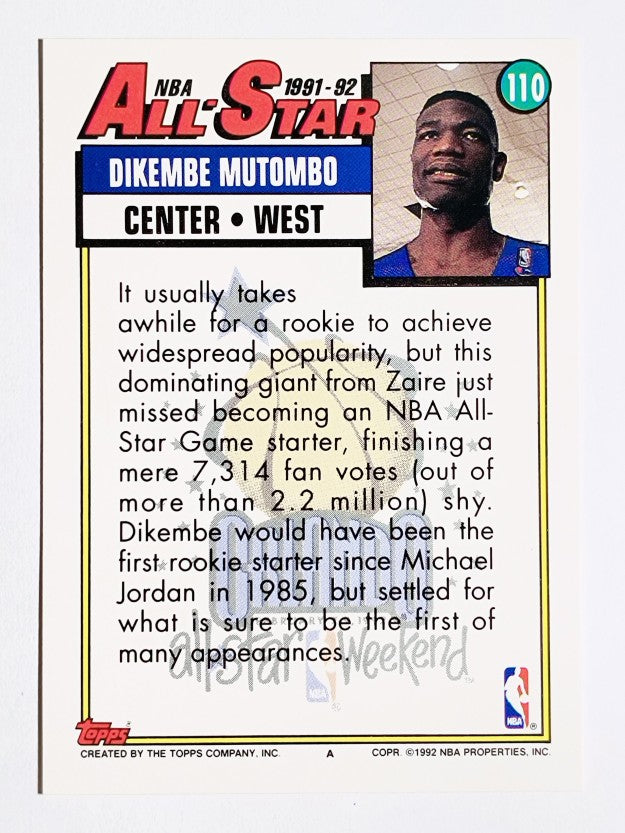 1992-93 Topps #110 Dikembe Mutombo AS