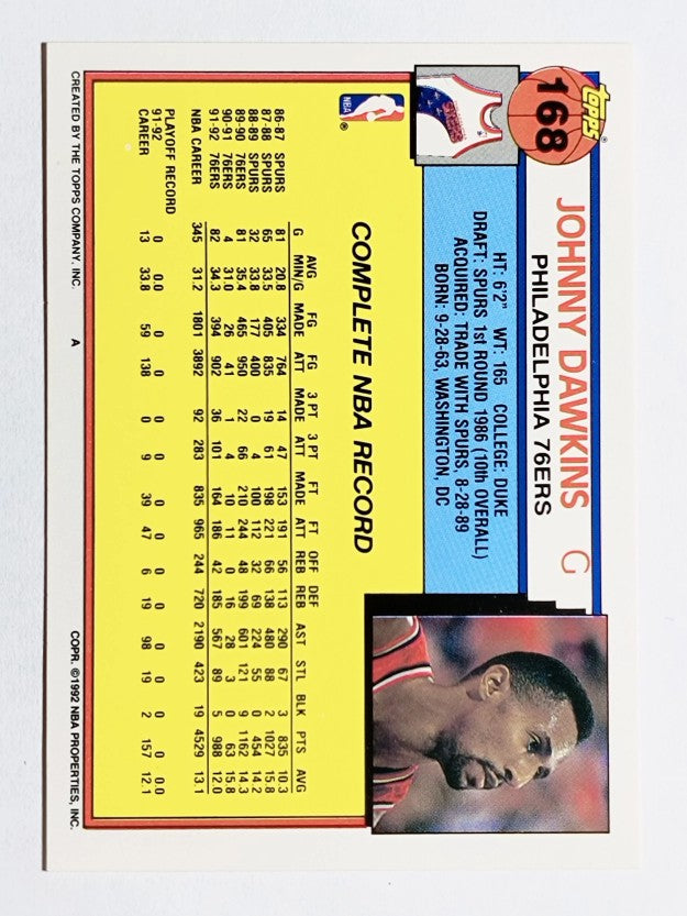 1992-93 Topps #168 Johnny Dawkins