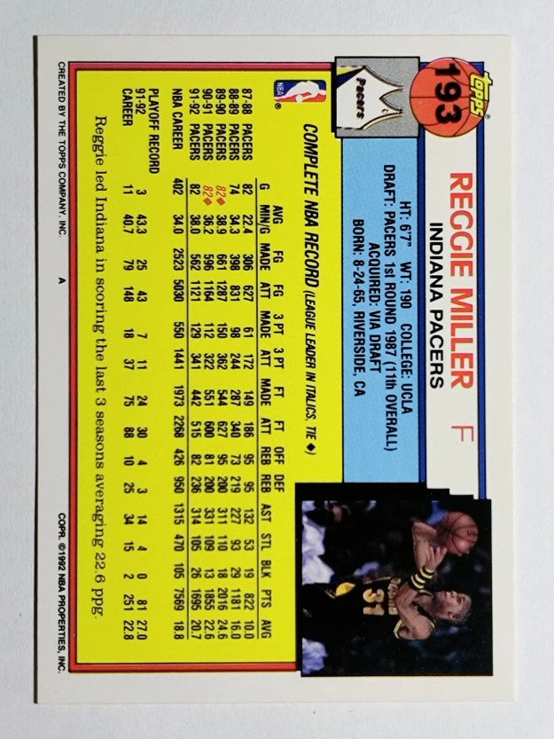 1992-93 Topps #193 Reggie Miller