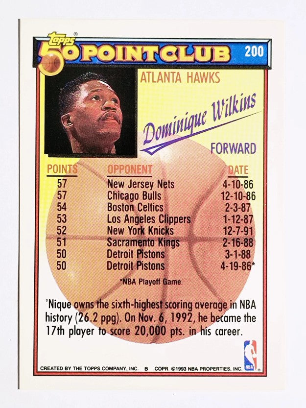 1992-93 Topps #200 Dominique Wilkins 50P