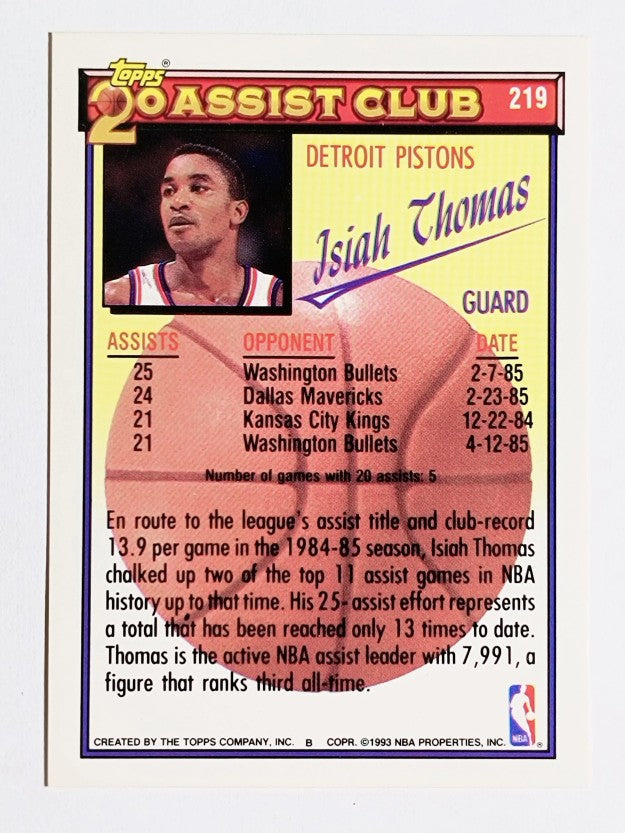 1992-93 Topps #219 Isiah Thomas 20A