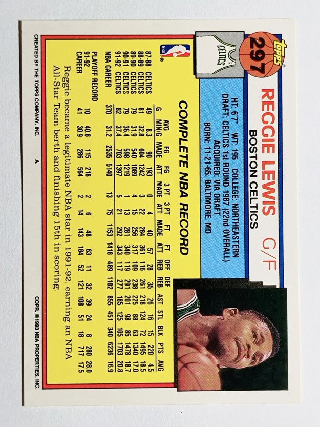 1992-93 Topps #297 Reggie Lewis