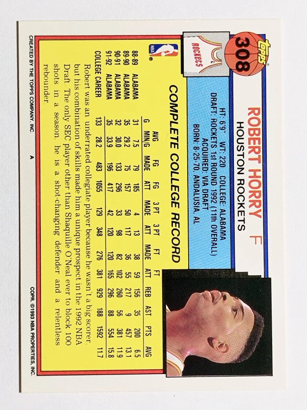 1992-93 Topps #308 Robert Horry RC