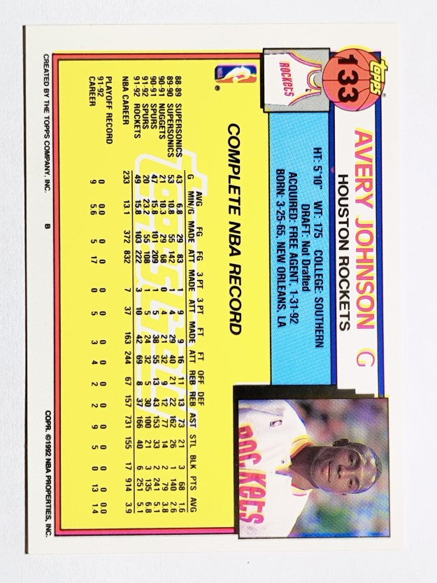1992-93 Topps Gold #133 Avery Johnson
