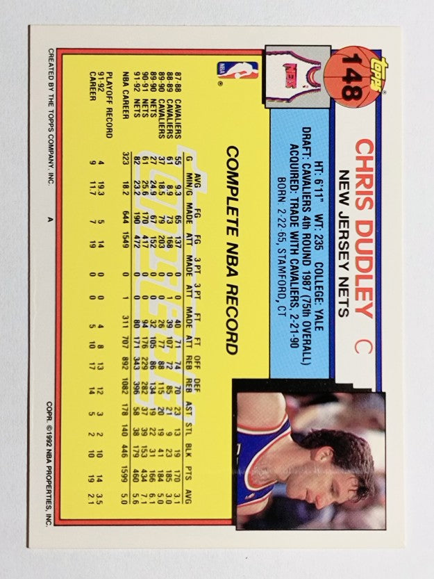 1992-93 Topps Gold #148 Chris Dudley (NM)