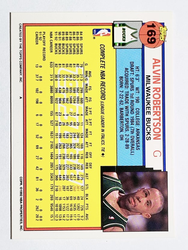 1992-93 Topps Gold #169 Alvin Robertson (NM)