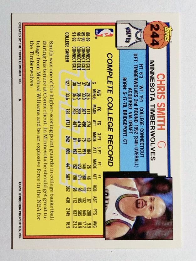 1992-93 Topps Gold #244 Chris Smith