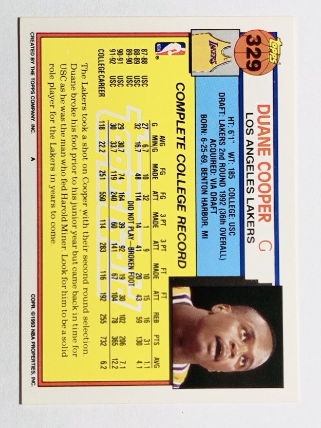 1992-93 Topps Gold #329 Duane Cooper