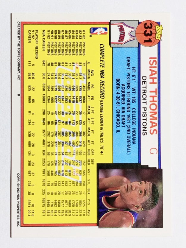 1992-93 Topps Gold #331 Isiah Thomas