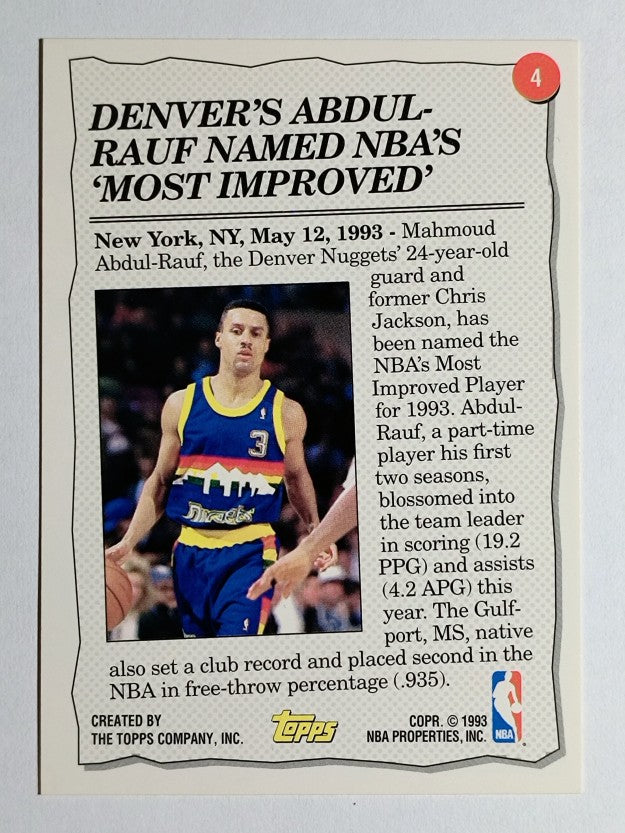 1993-94 Topps Gold #4 Chris Jackson HL