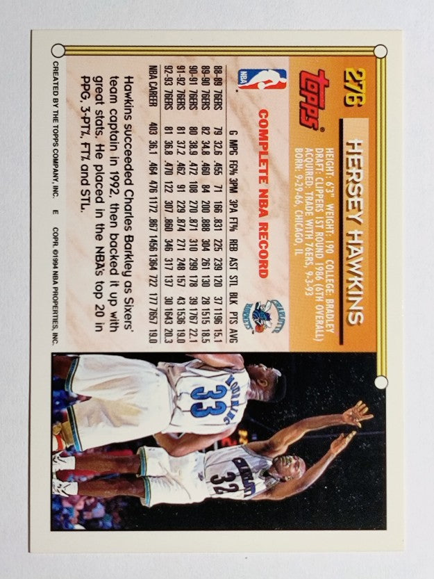 1993-94 Topps Gold #276 Hersey Hawkins