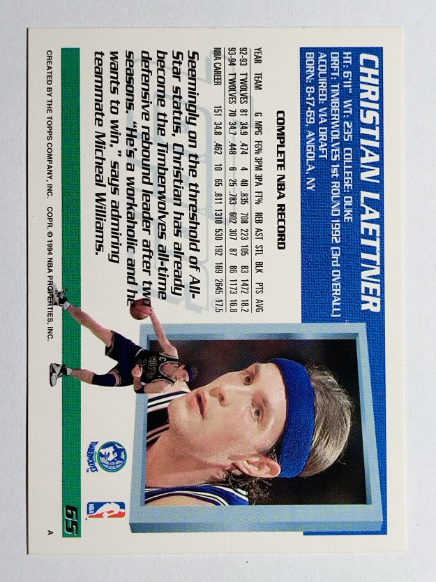1994-95 Topps #65 Christian Laettner