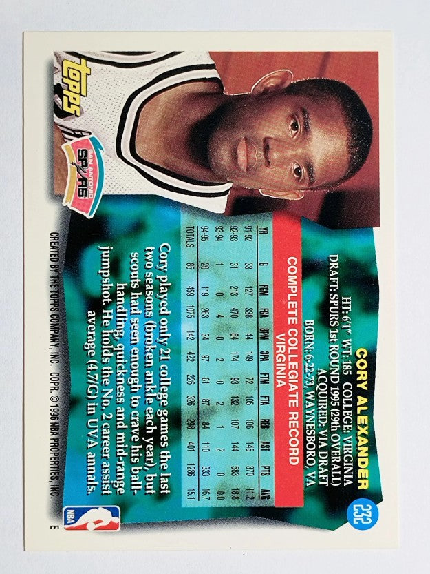 1995-96 Topps #232 Cory Alexander RC