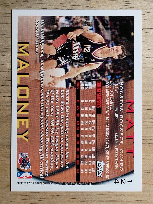 1996-97 Topps #124 Matt Maloney RC