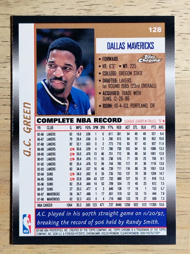 1998-99 Topps Chrome #128 A.C. Green