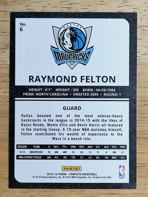 2015-16 Panini Complete #6 Raymond Felton