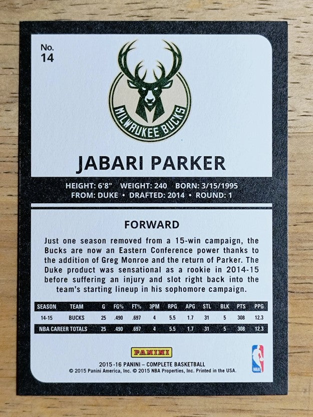 2015-16 Panini Complete #14 Jabari Parker
