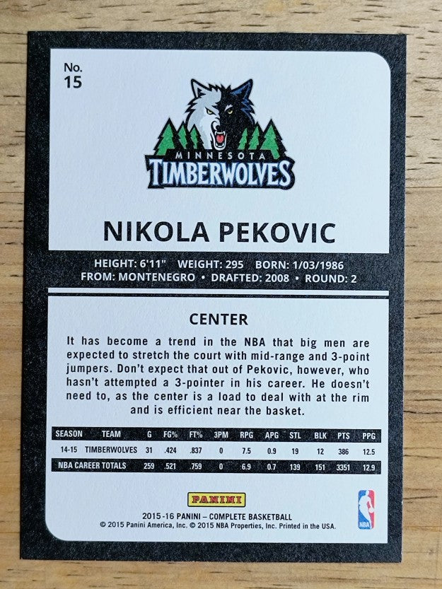 2015-16 Panini Complete #15 Nikola Pekovic