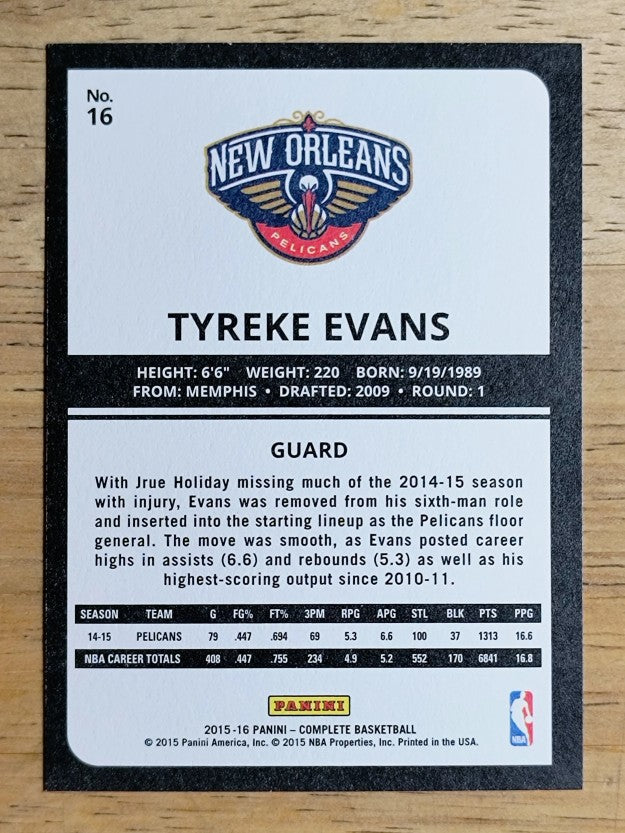 2015-16 Panini Complete #16 Tyreke Evans