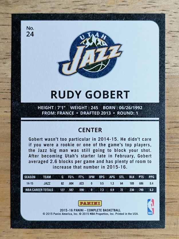 2015-16 Panini Complete #24 Rudy Gobert
