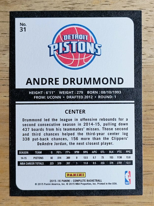 2015-16 Panini Complete #31 Andre Drummond
