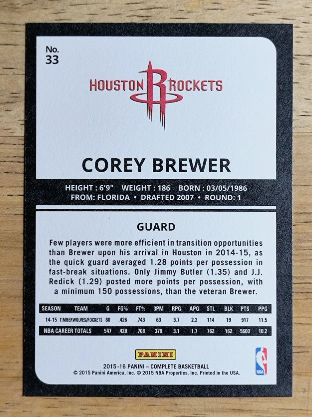 2015-16 Panini Complete #33 Corey Brewer