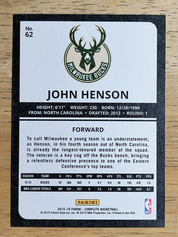2015-16 Panini Complete #62 John Henson