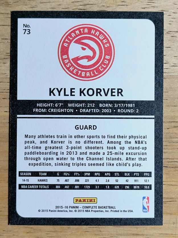 2015-16 Panini Complete #73 Kyle Korver