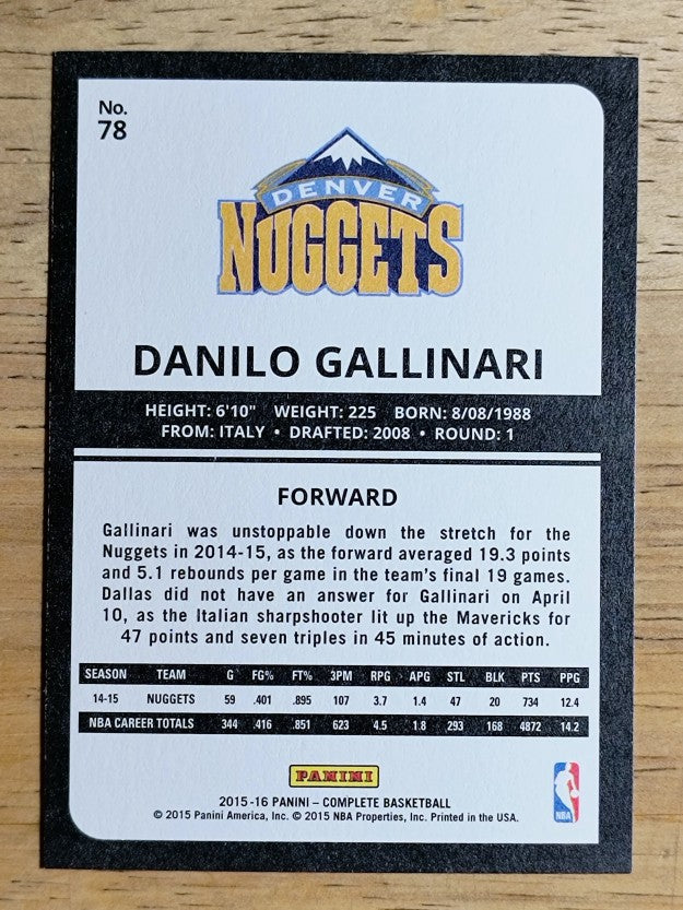 2015-16 Panini Complete #78 Danilo Gallinari