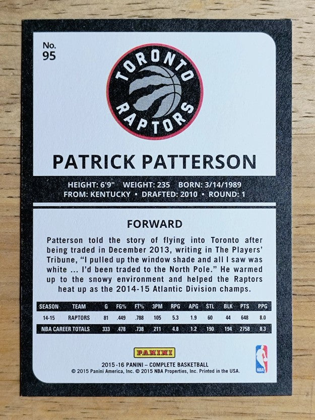 2015-16 Panini Complete #95 Patrick Patterson