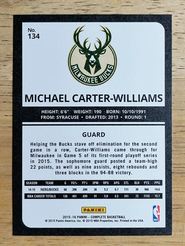 2015-16 Panini Complete #134 Michael Carter-Williams