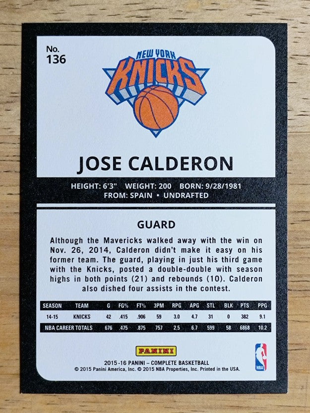 2015-16 Panini Complete #136 Jose Calderon