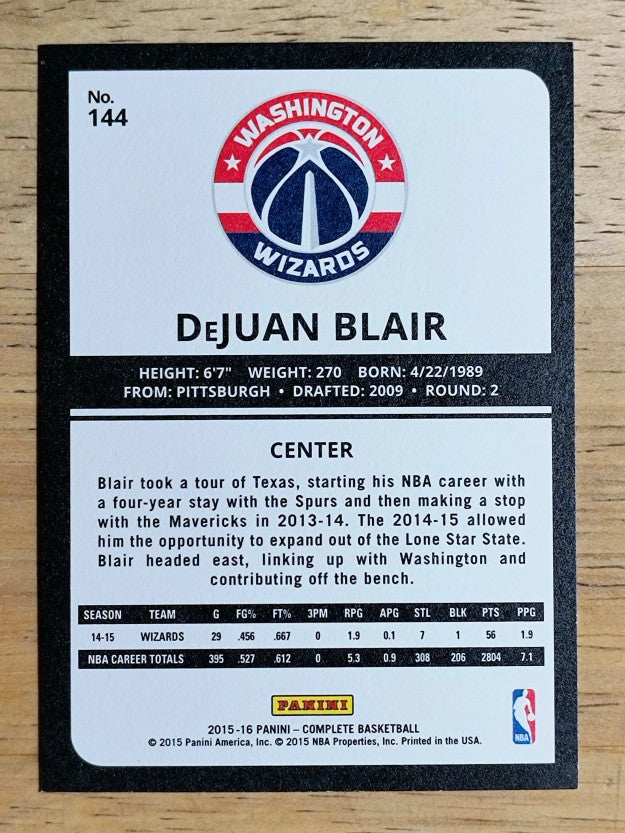 2015-16 Panini Complete #144 DeJuan Blair