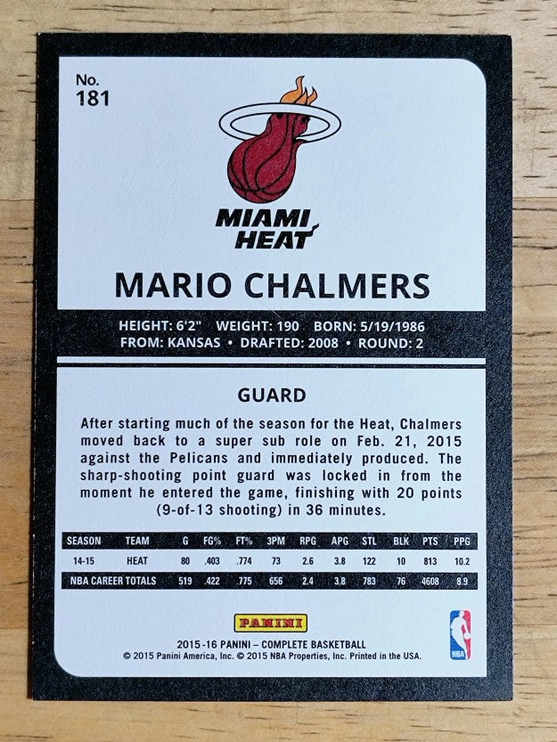 2015-16 Panini Complete #181 Mario Chalmers