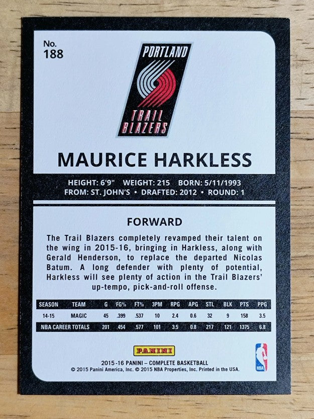 2015-16 Panini Complete #188 Maurice Harkless