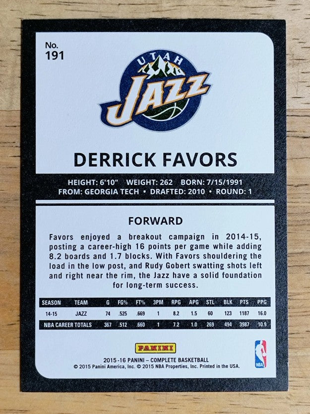 2015-16 Panini Complete #191 Derrick Favors