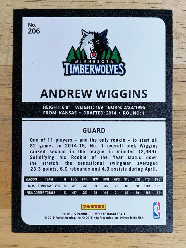 2015-16 Panini Complete #206 Andrew Wiggins